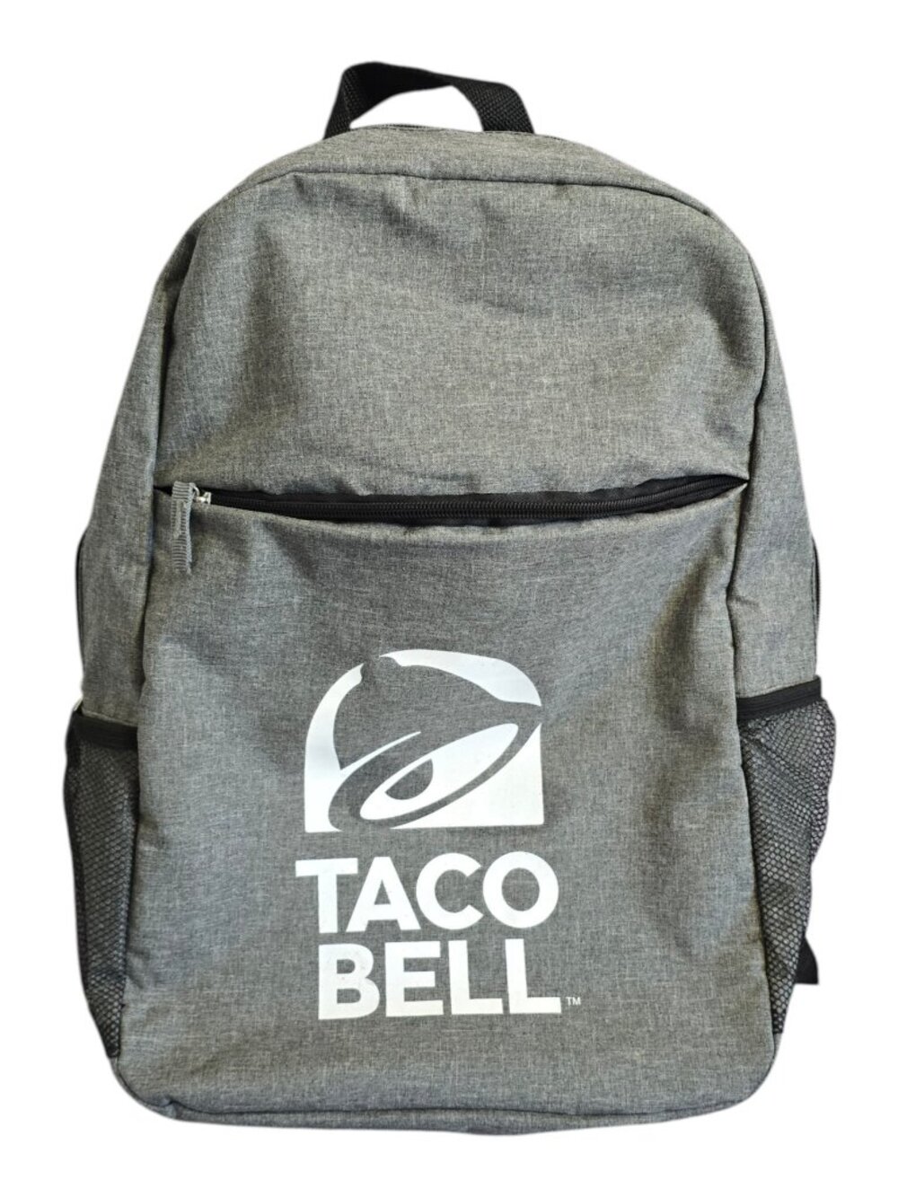 Taco Bell Backpack Bag Gray Black White Adjustable Straps 2 Hidden Tears